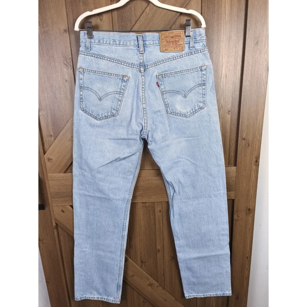 Levis 505 Jeans Mens 34x32 Light Wash Straight Leg Made In Canada Vintage
